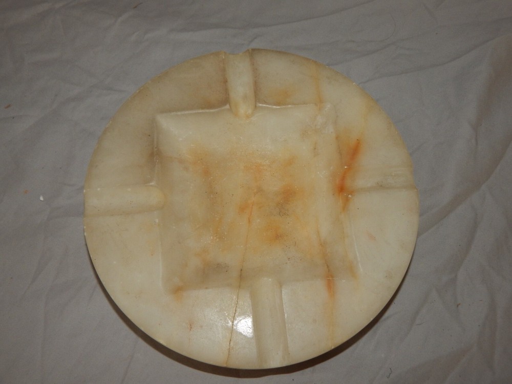Vintage Round Marble Cigar Ashtray