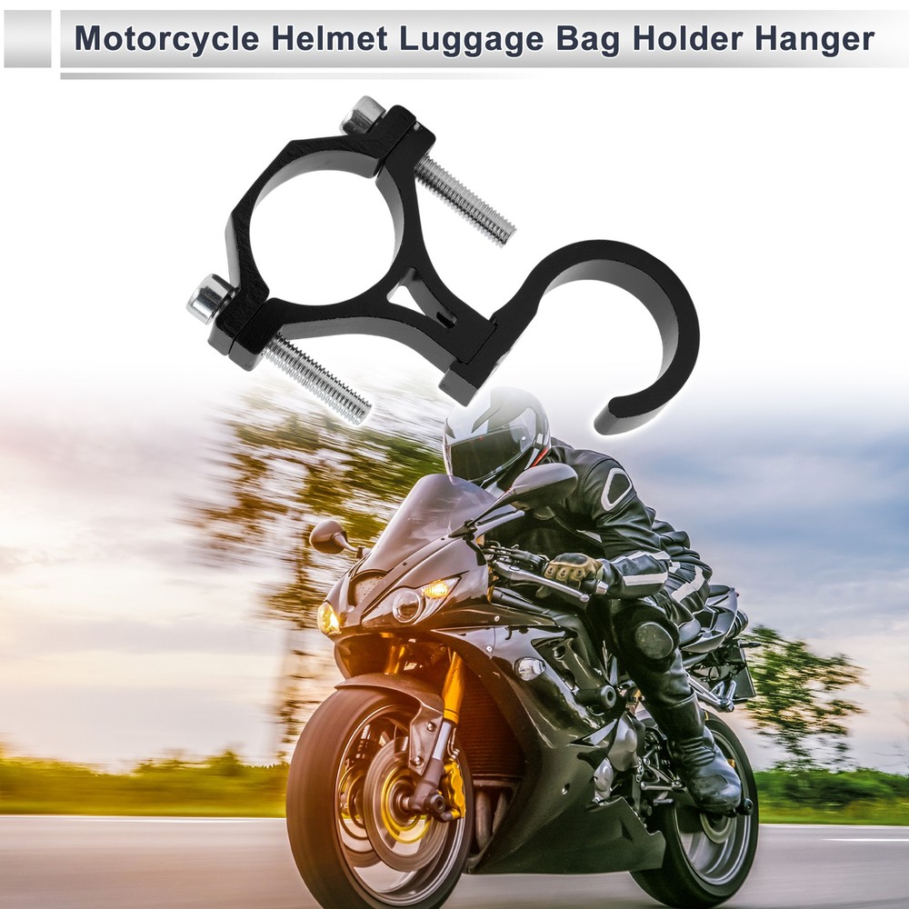 Black motorcycle hook with screws, for alloy bow, 1 pc
