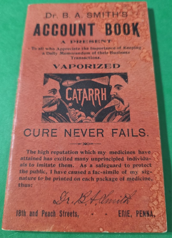 Dr Smith's Account Booklet Catarrh Vaporized