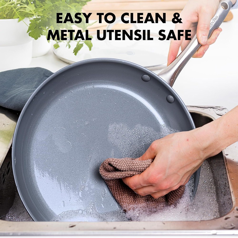 Lima Hard Anodized 11” Square Griddle Pan, Ceramic Nonstick, Gray