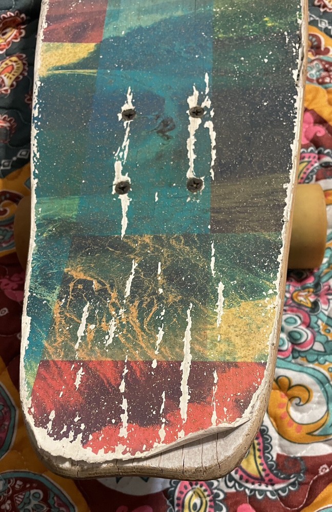 authentic “KRYPTONICS” SKATEBOARD solid wood board WOODEN **NEEDS MINOR REPAIR**