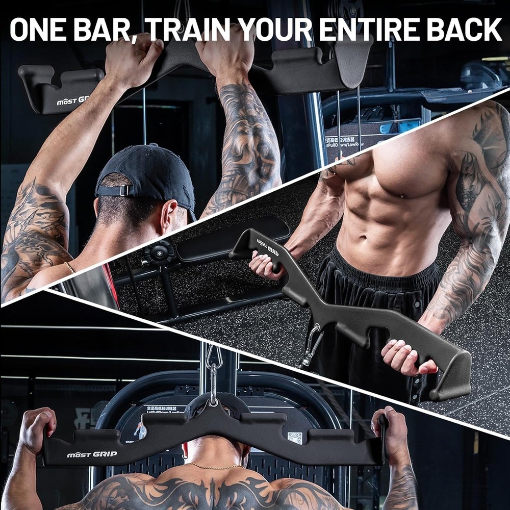 LAT Pull Down Bar w/ 6 Ergonomic Handles, Neutral Grip LAT Pulldown Attachments