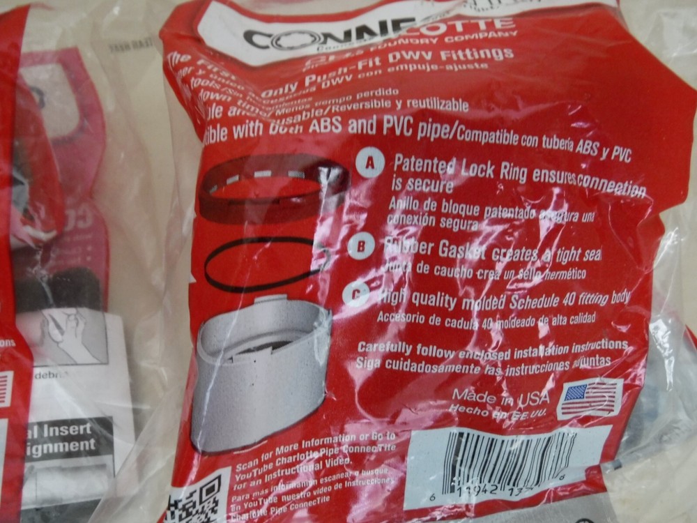 ( Lot Of 2 ) Charlotte 2 in. ConnecTite PVC DWV Coupling, Double Fitting 2" x 2"