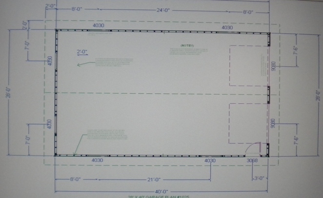 PERMIT READY 28' X 40' GARAGE PLAN DRAWN TO SCALE BLUEPRINTS AND MATERIALS LIST