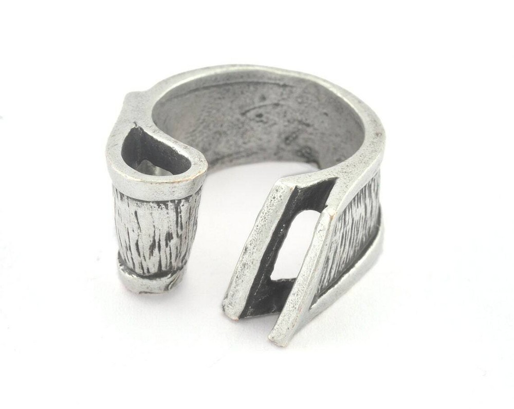 Adjustable Ring Antique Silver Plated Brass (18.5mm 8.5US inner size ) 3267