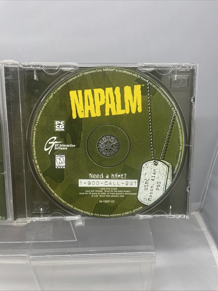Napalm 3D Shooter PC CD ROM Game, 1998 GT Interactive Software