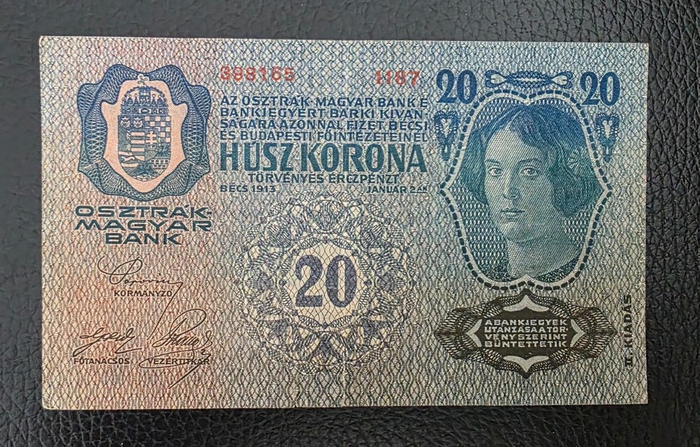 1913 AUSTRIA 20 KRONEN VF