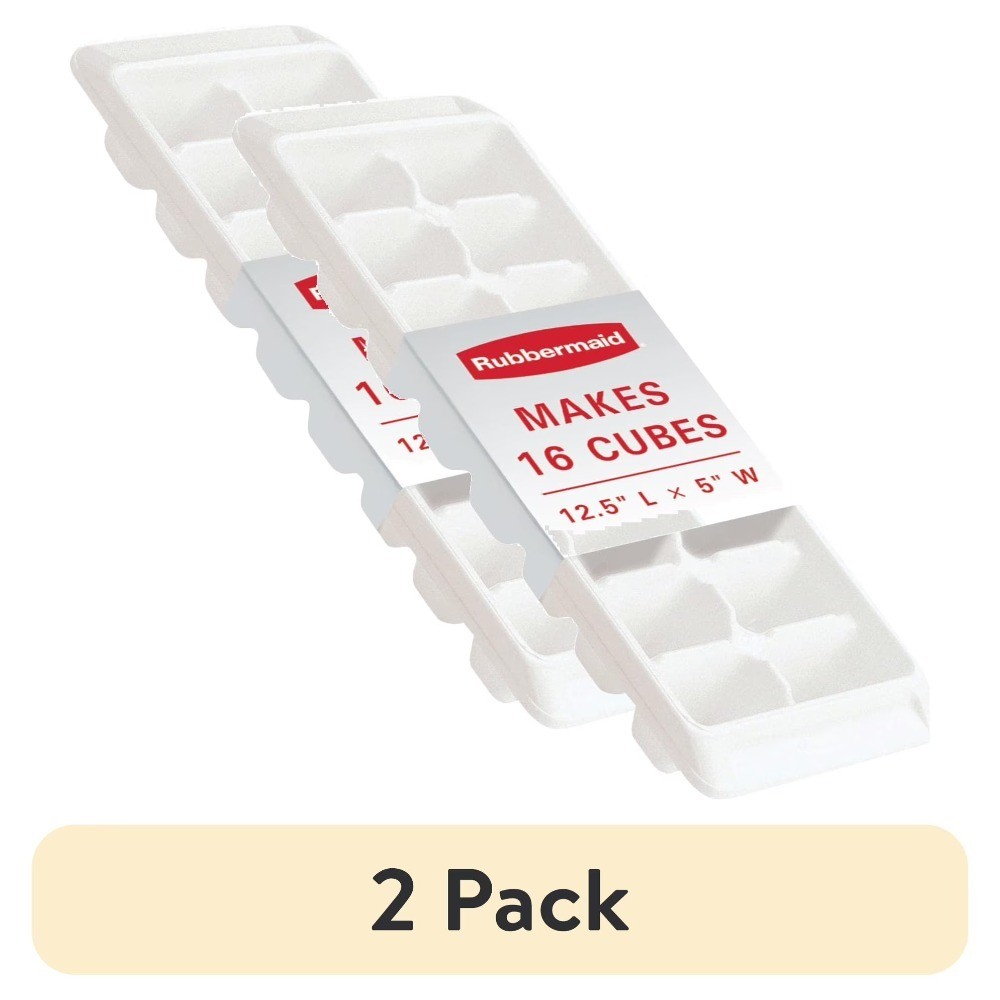 Quick Release Ice Cube Tray Plastic White Rectangular Ice Trays 2 Pack