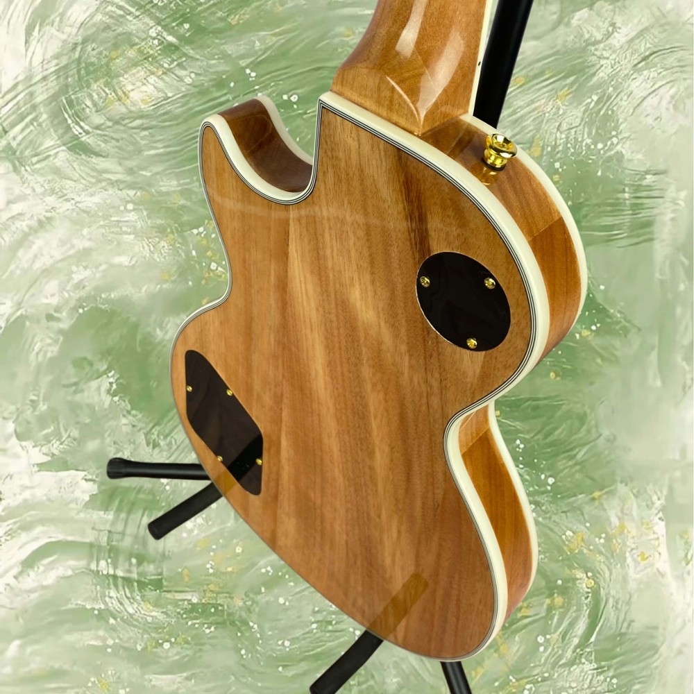 Electric Guitar Natural Wood Finish Rectangular Inlay Fixed Bridge 6-String