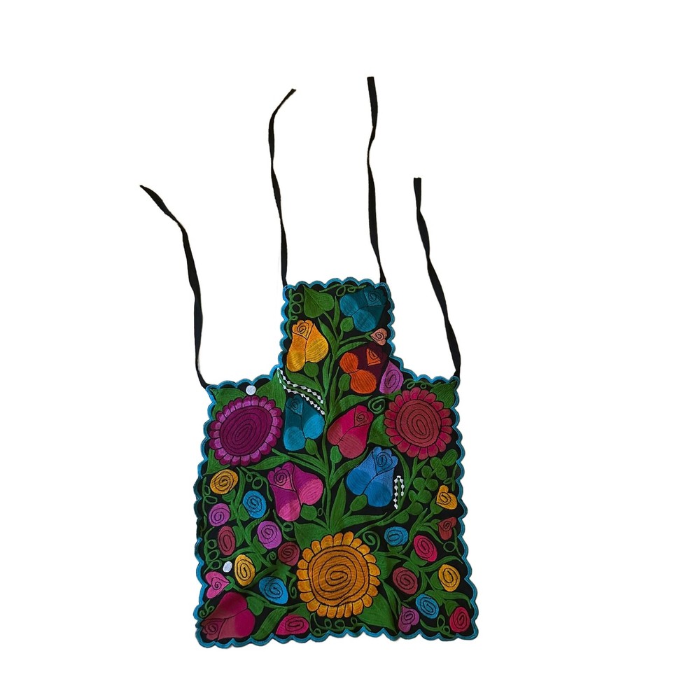 Mexican flowered embroidered apron B3