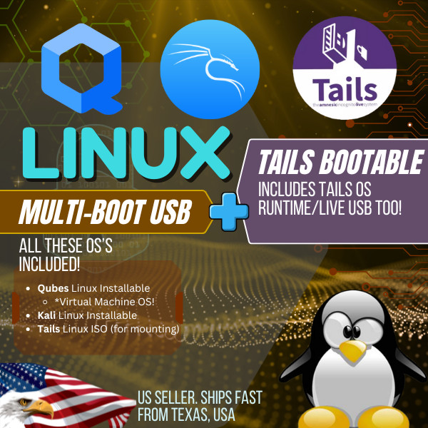 🔥💻 USB Bundle with Ventoy – Qubes OS, Kali Linux & Tails (ISO + Live Boot USB)