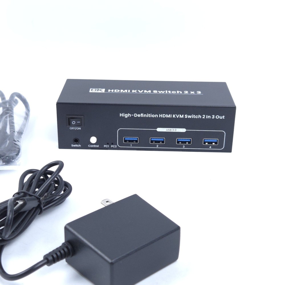 8K HDMI KVM Switch 2x3 2 In 3 Out (No Pushbutton Switch)