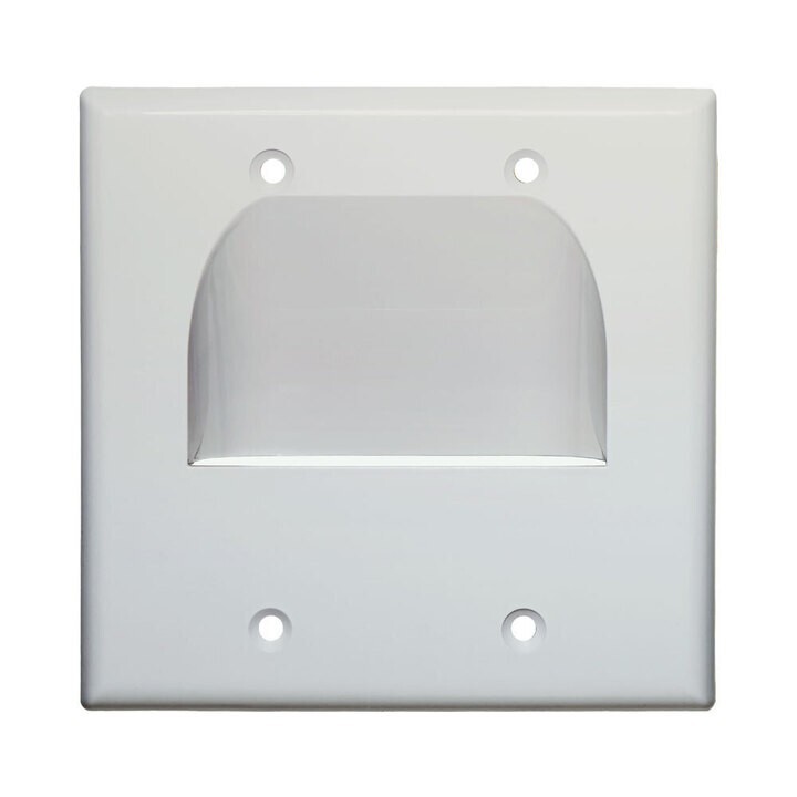 Pass Through Wall Plate Dual Gang, Ivory