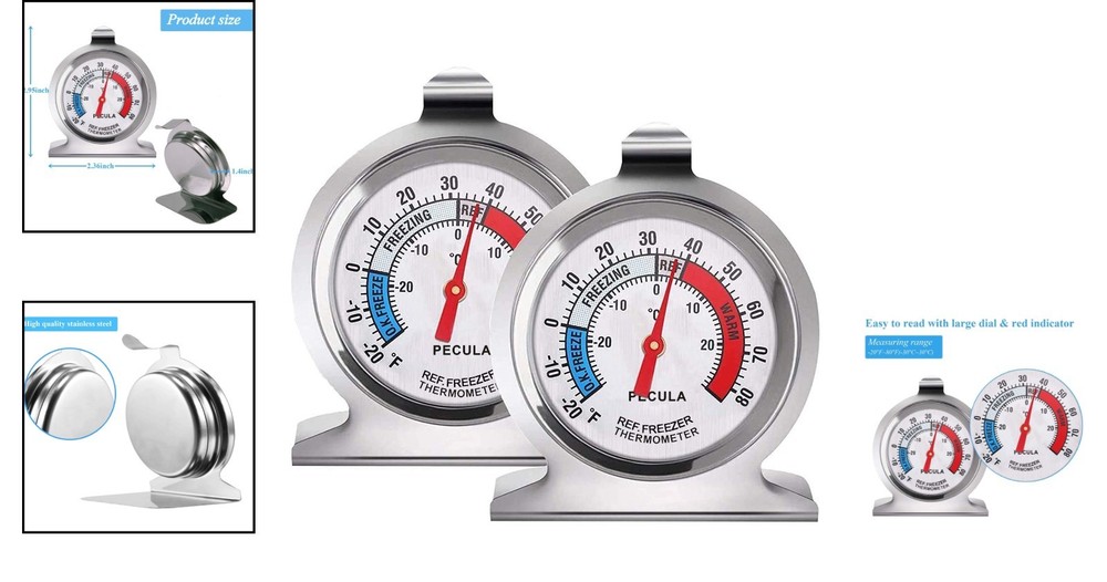2-Pack Classic Refrigerator Thermometer - High Accuracy, Large Dial Design