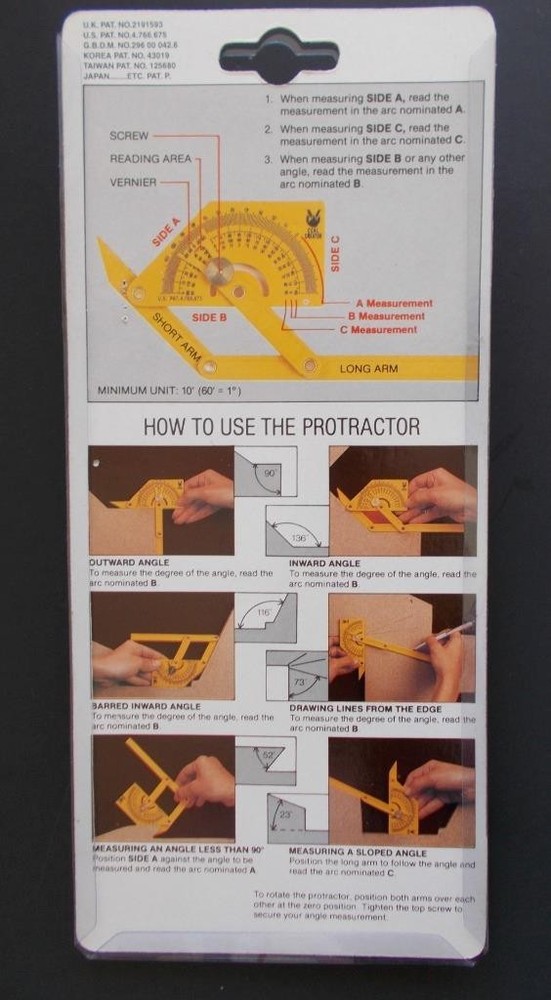 CCKL Creator Adjustable Protractor Multi-Purpose NOS