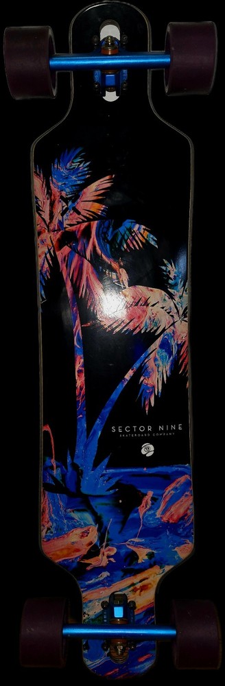 Sector 9 Longboard Drop Through Tropics 40"x9.75" Palm Trees Pattern