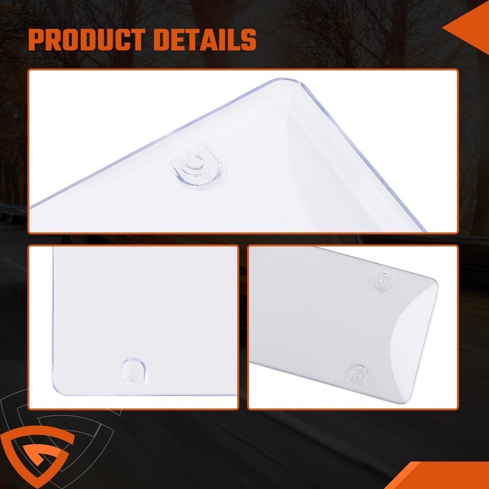 2x Clear License Plate Tag Covers Bubble Shields Protector Frame for Car Auto