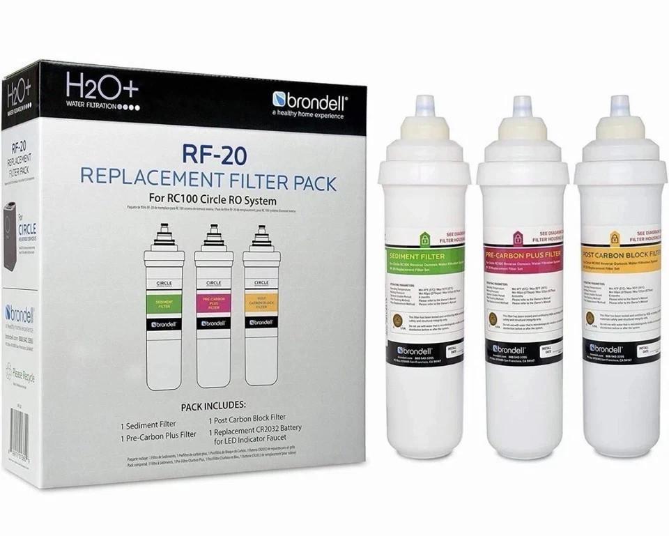 NEW Brondell RF-20 Water Filter Replacement KIT W/ Battery
