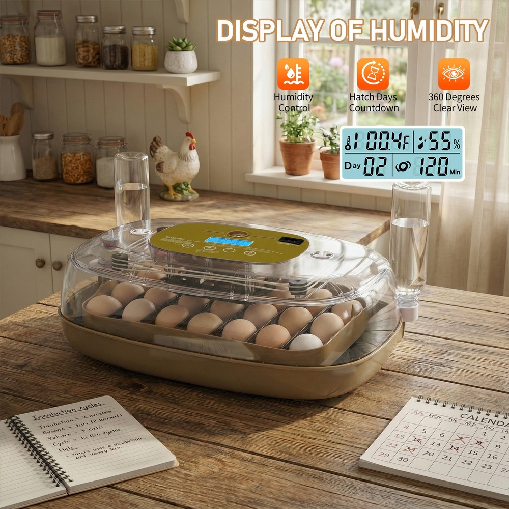 24 Egg Incubator with Automatic Egg Turning Egg Hatching Temp & Humidity Control