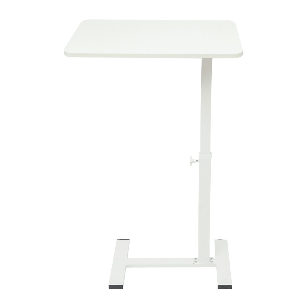 Mobile Rolling Laptop Table Home & Office Table Bedside Desk Adjustable White