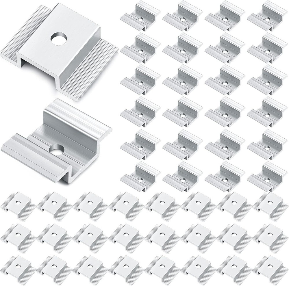 48 Pack 1.06 Inch Solar Panel Mid Clamps Aluminum Bracket Mounting Accessories