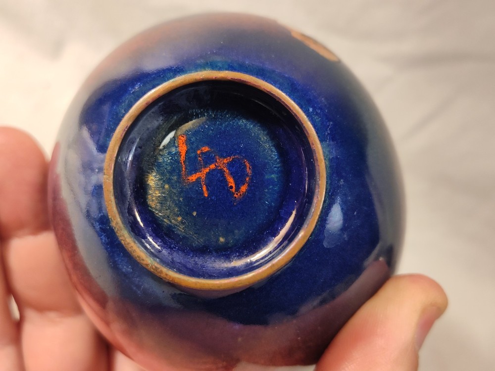 Vintage Brutalist Enamel On Copper Bowl Signed