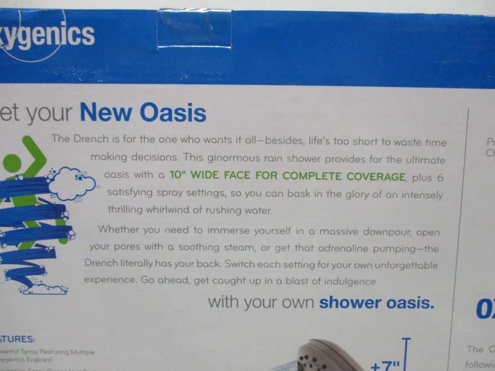 Oxygenics Drench 47568 Full coverage 6 Settings Shower Head Brushed Nickel