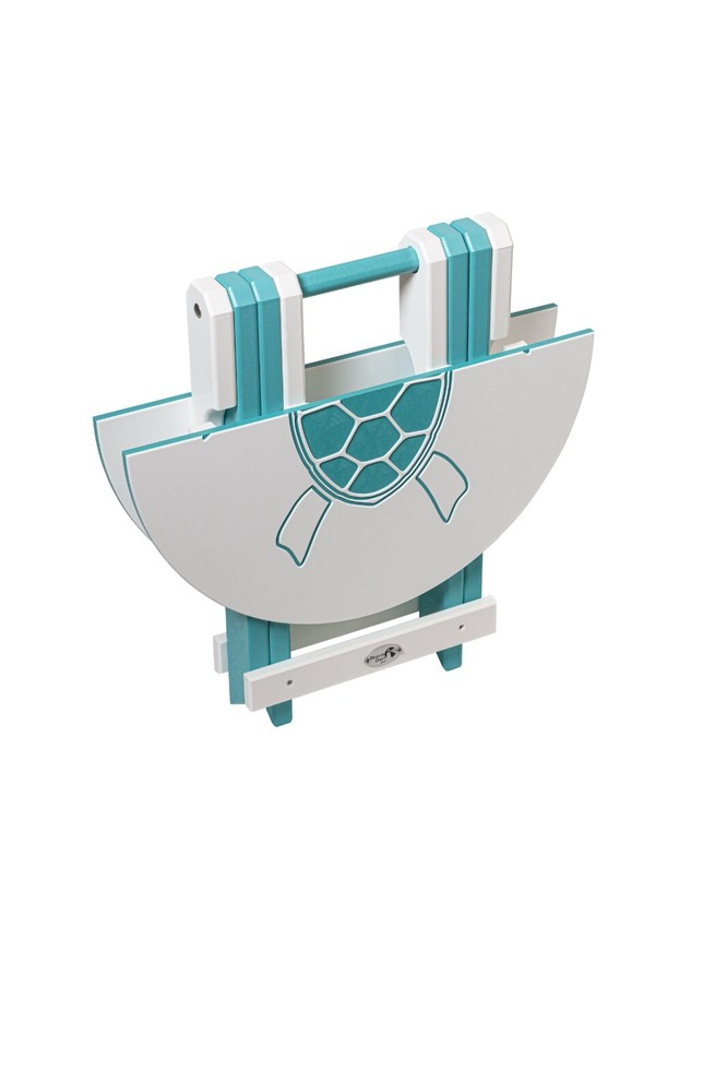 Amish-Made Bayside Collection Round Poly Folding Table with Ocean Designs