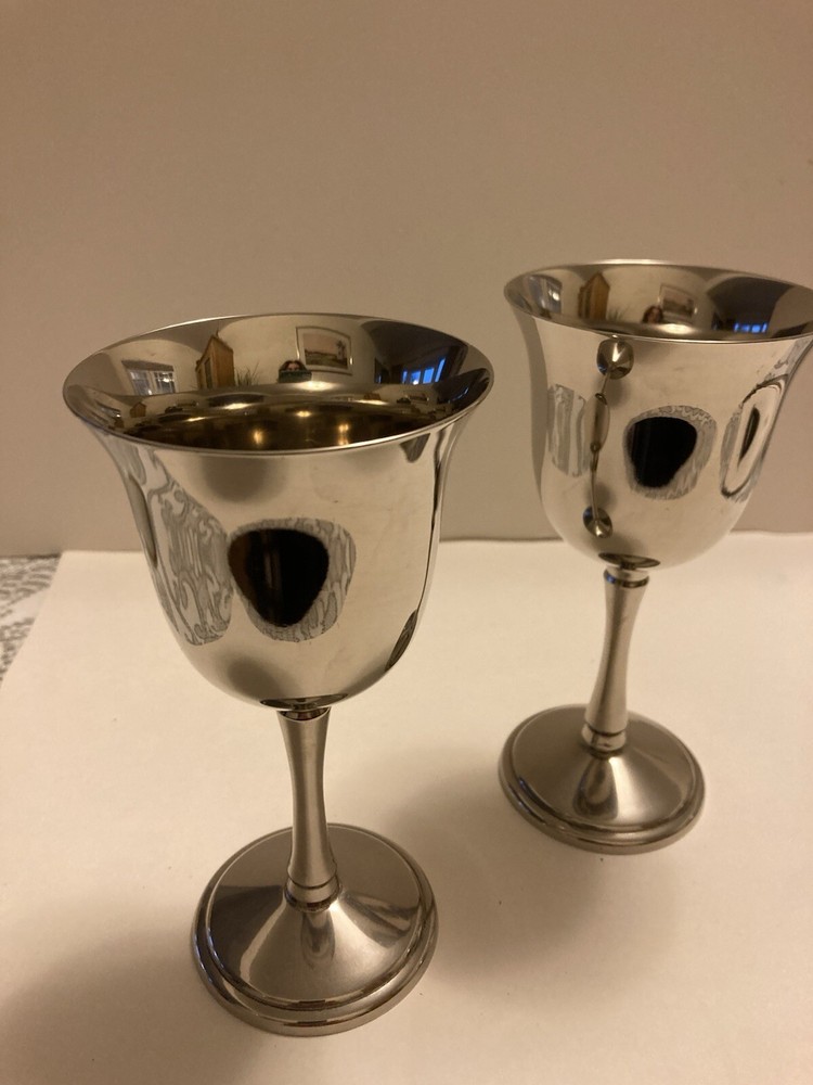 2 vintage Silver colour Wine Goblets