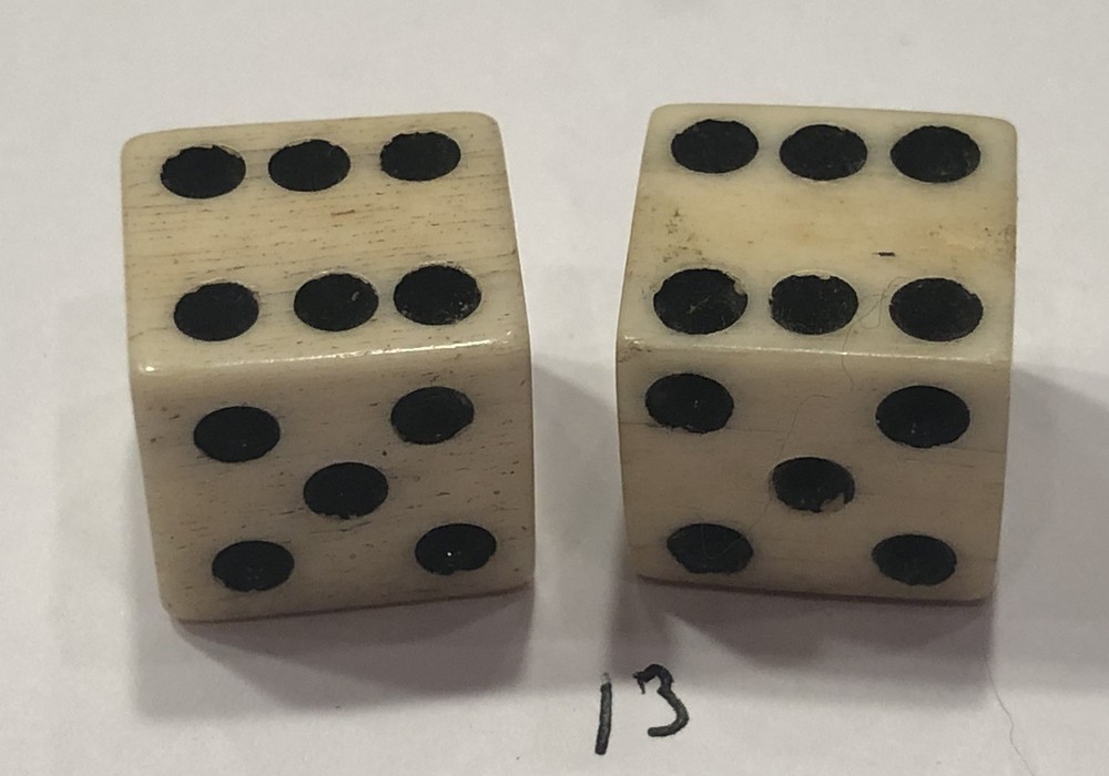 Vintage Pair Bone (Bovine) Dice 9/16”