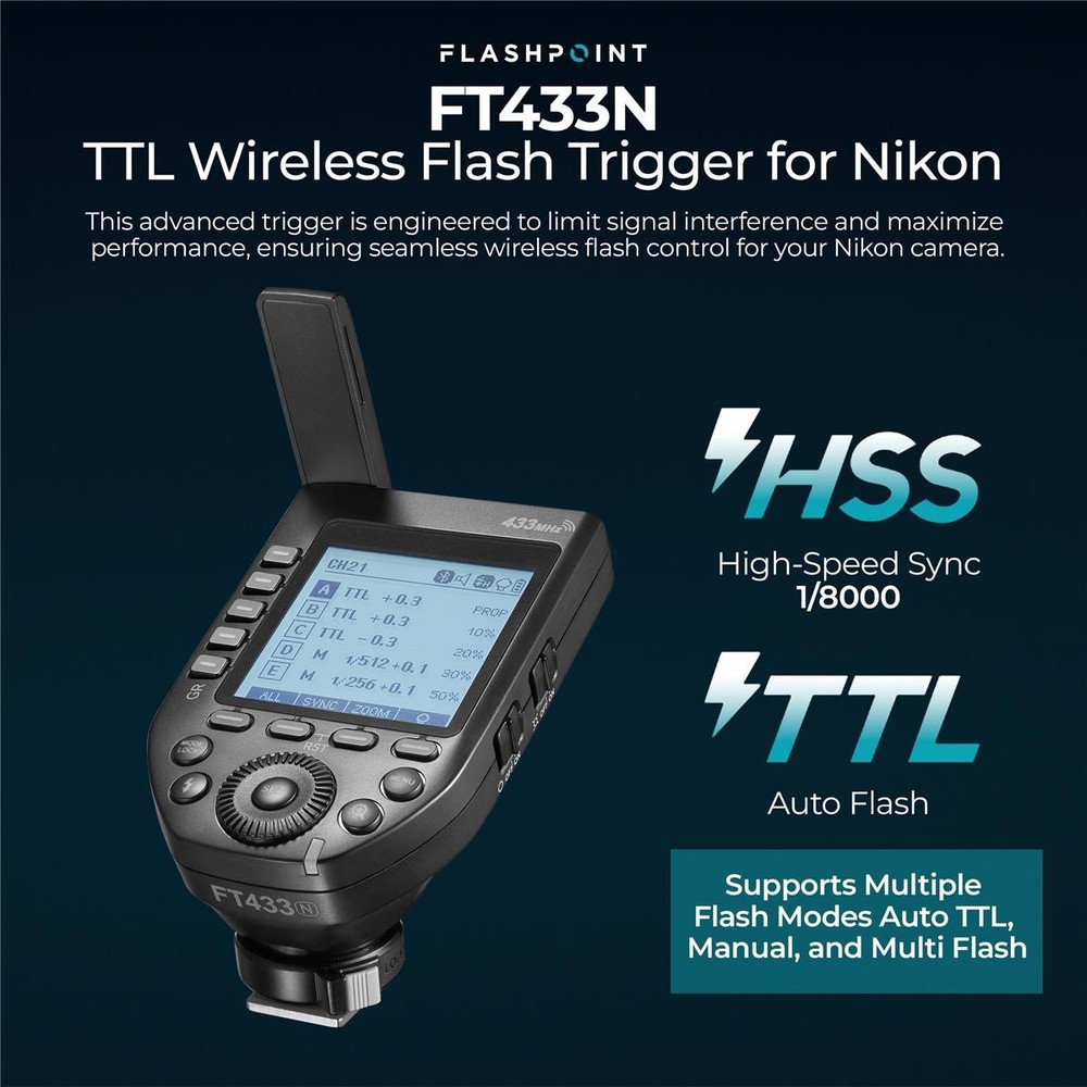 Flashpoint FT433N TTL Wireless Flash Trigger for Nikon