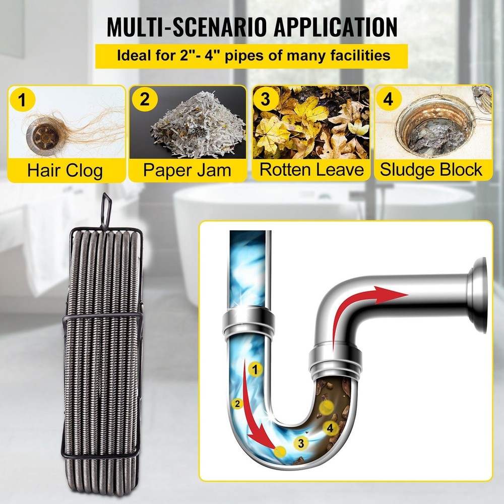 100ftx1/2in Quick Access Drain Cleaning Auger Snake Cable