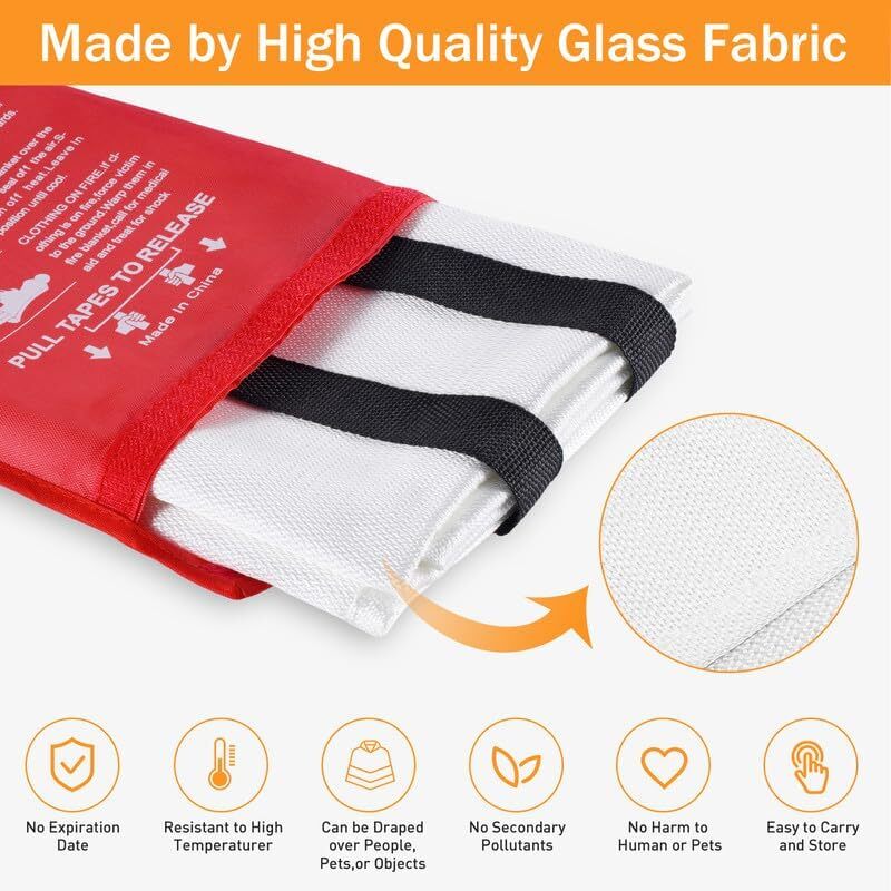 Fire Blanket, Emergency Fire Suppression Blanket for Home and Kitchen, Prepared