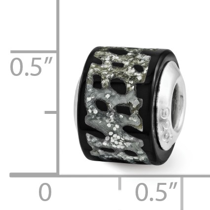 Silver Reflections Black/Silver Glitter Bead QRS3209