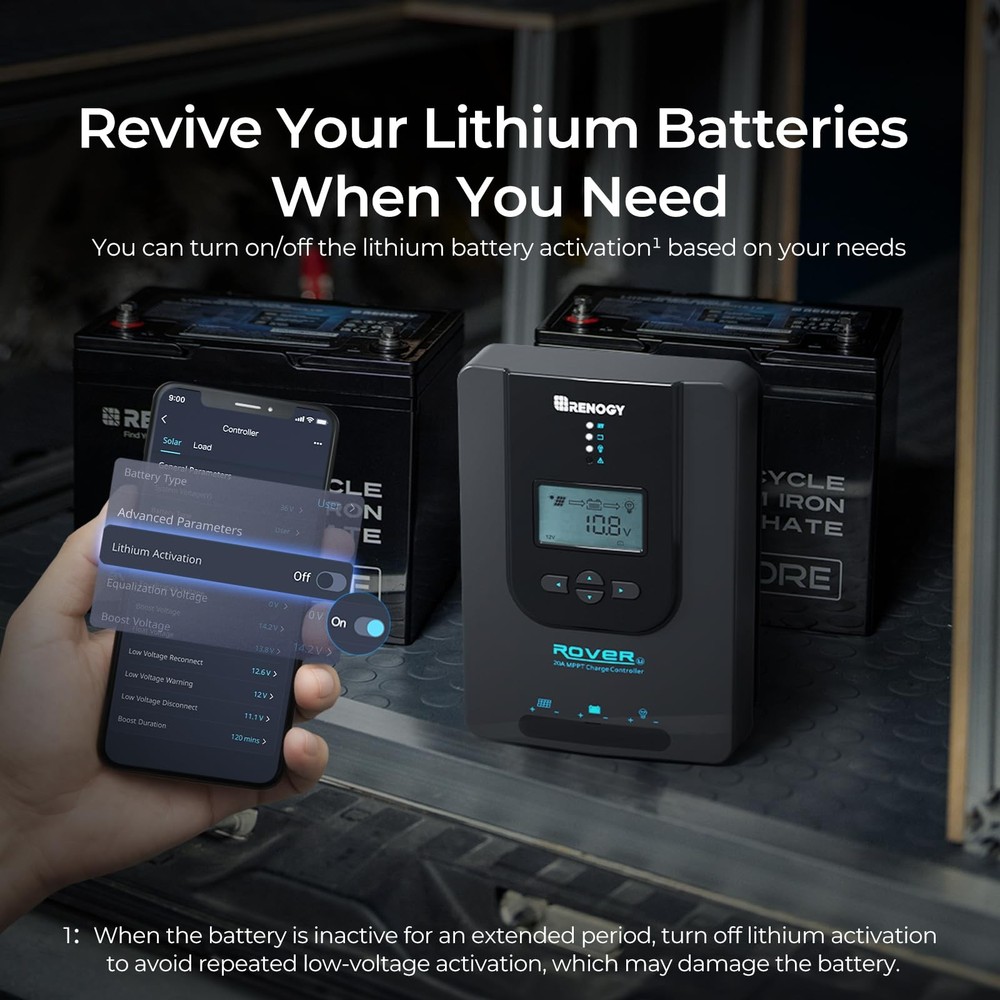 Rover 12V/24V 20A Charge Controller with MPPT- DC Input Solar Controller for ...