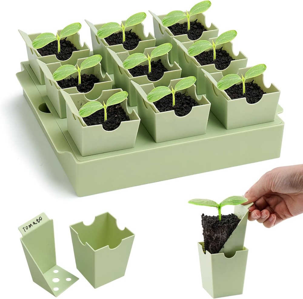 Seed Starter Tray, Extra-Thick Reusable Germination Kit,9 Deep 2.3 in Cells