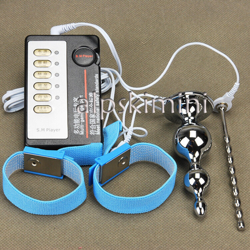 Shock E-stim Pulse Control 2 Plug Dilator Device Set Host 2 Blue Rings