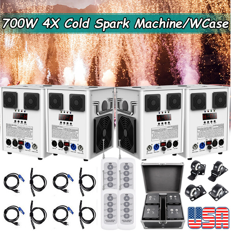 4XCold Spark Machine 700W Stage Effect DMX Firework DJ Event Party Wedding&Case