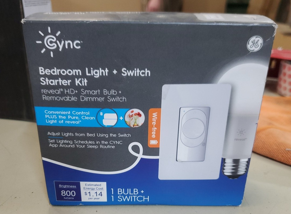 Cync GE Bedroom Light + Switch Starter Kit - Smart Bulb Removable Dimmer Switch
