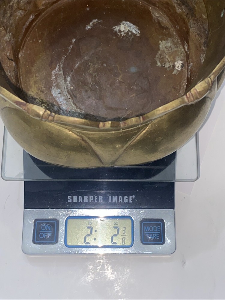 Vintage Solid Brass Bowl Planter Vase Heavy