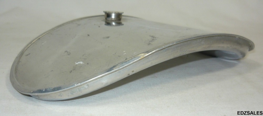 2 Vintage Curved Oval Metal Water Bottles Lower Back Side Fitting