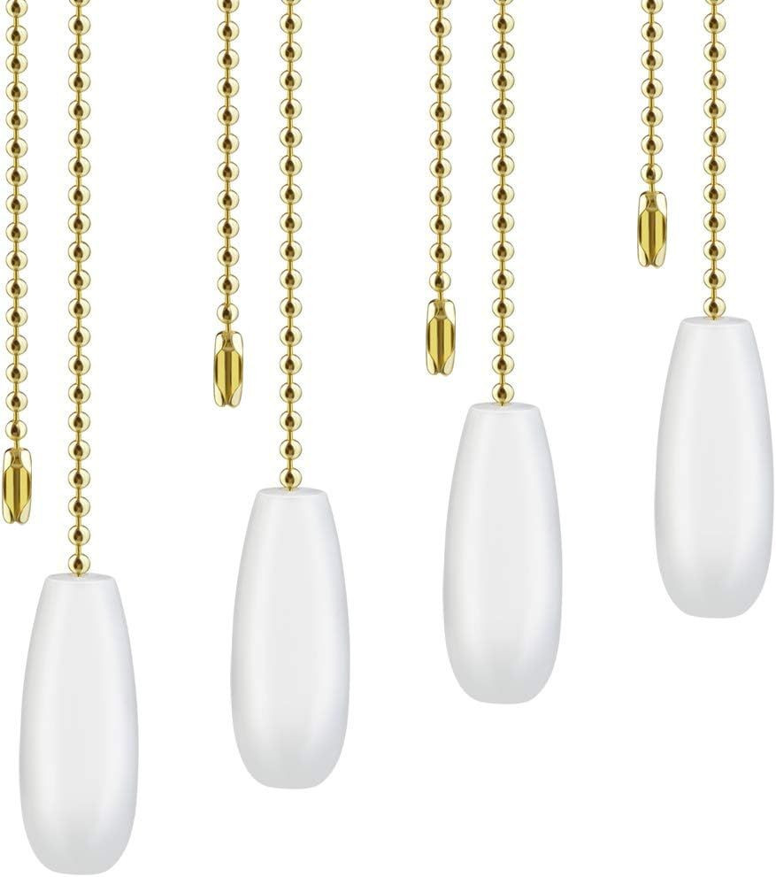 Topbuti 4 Pack Ceiling Fan Chain Pulls Wooden Pull Extension for White