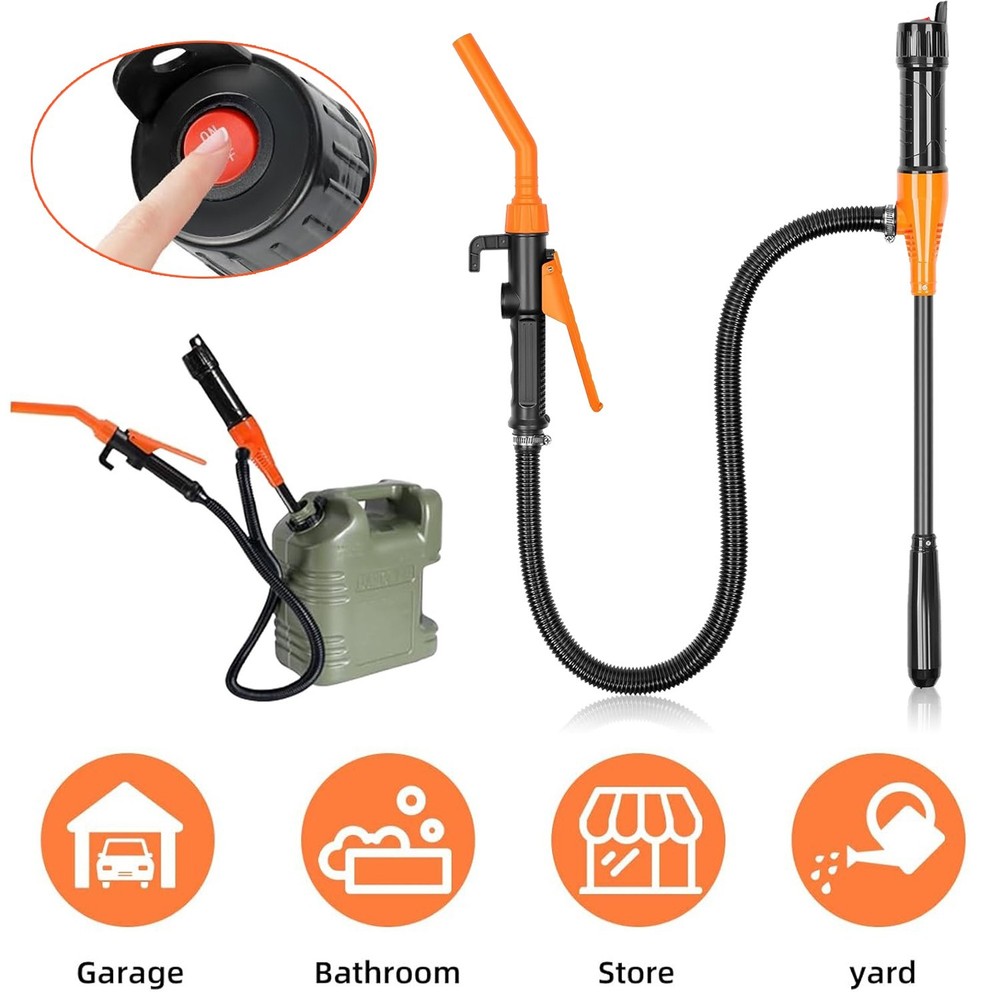 Powered Battery Quick Liquid Fuel Transfer Pump with Flow Control Nozzle 2.4GPM