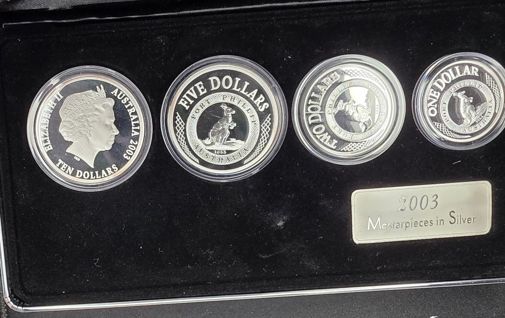 2003 Australia Port Phillip Patterns Masterpieces in Silver Proof Set $10 $5 $2