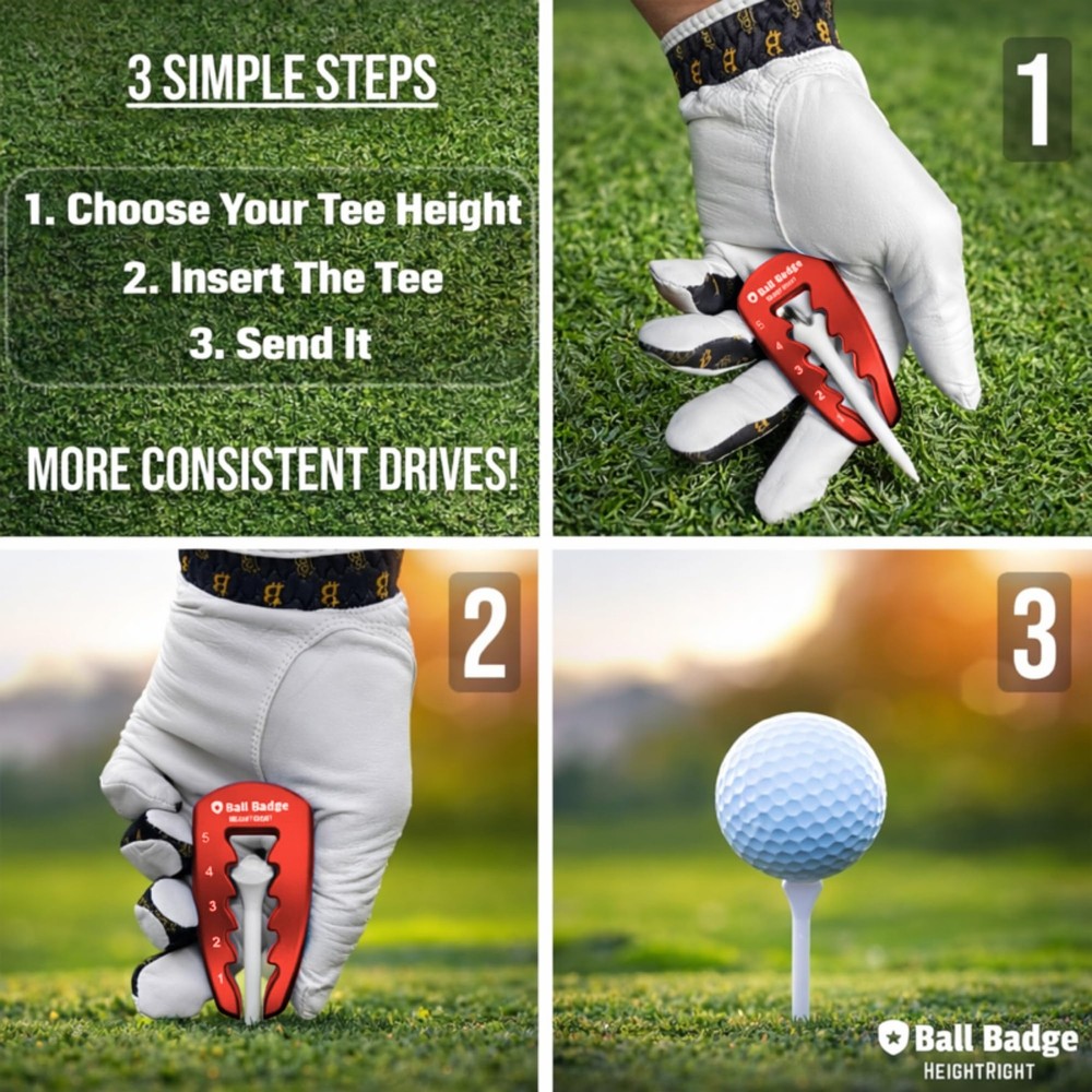 HeightRight Adjustable Golf Tee Height Tool (5-Level Precision) Universal Fit...