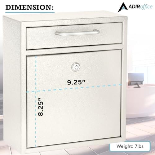 Wall Mount Mailbox - Mailbox with Lock and Keys- Durable Wall Medium White