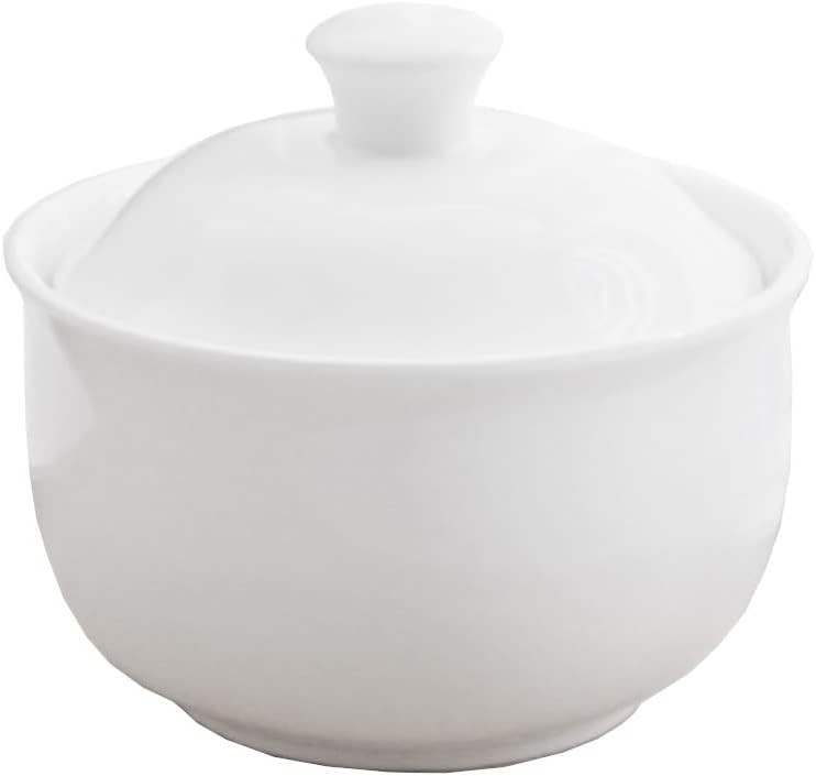 White Ceramic Sugar Bowl with Lid Candy Dish Storage Jar Container Kitchen