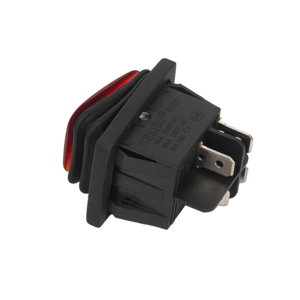 Red Button Illuminated Rectangular Rocker Switch for Waterproof Application