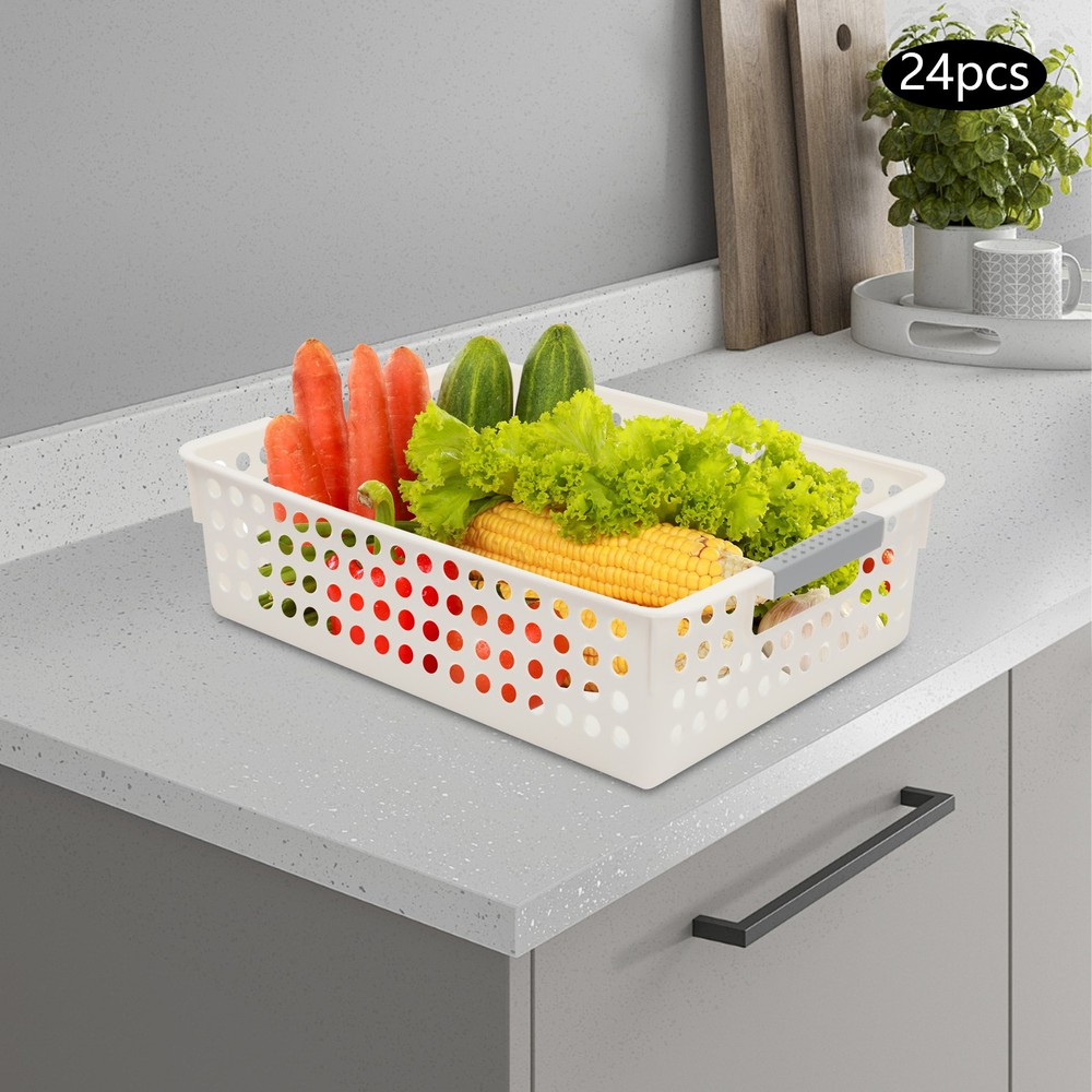 24 Pack Colorful Mesh Classroom Baskets, Stackable Storage Bin, Book Basket