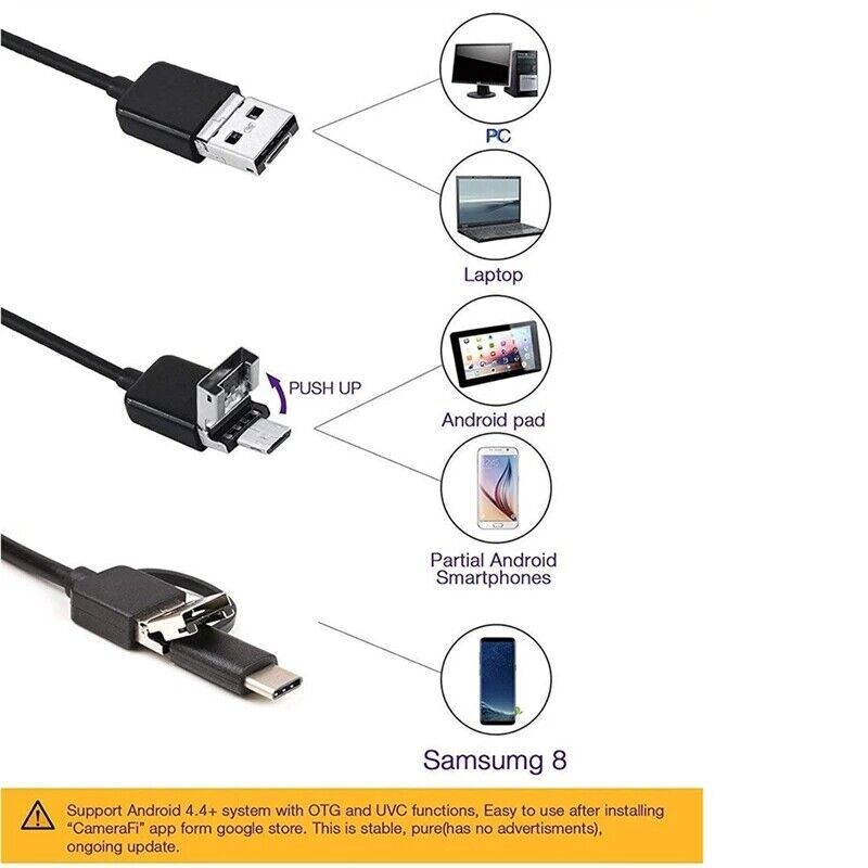 2M Waterproof Borescope Endoscope Inspection Tube Camera For Android / PC MAC